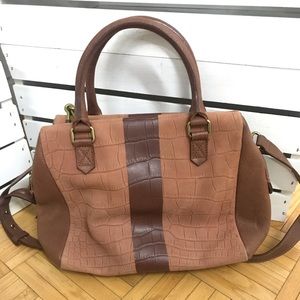 Madewell emboss pattern satchel leather bag